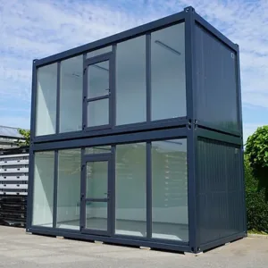 Container 6×3 mètres avec paroi vitrée Ral 7016