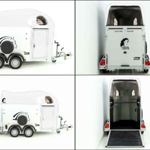 Cheval | Plateforme de chargement | Remorque blanche pour chevaux (Réf. GA-5554-25)
